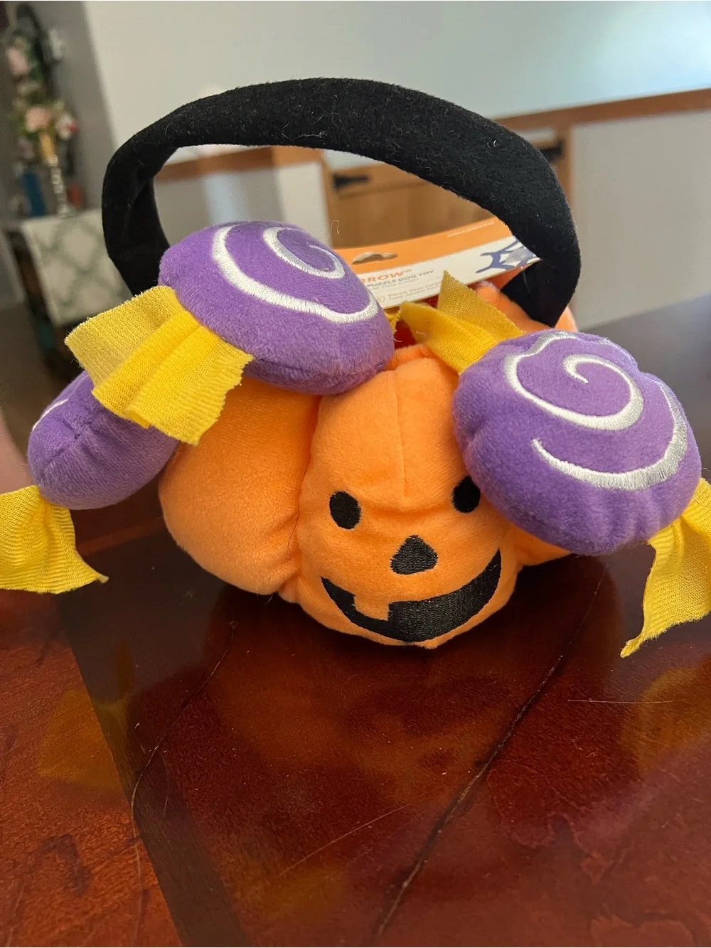 ZippyPaws Burrow Halloween Pumpkin Interactive Dog Toy - Orange & Purple